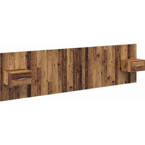 Cabecero con Mueble con cajón 3 pcs Madera envejecida vidaXL