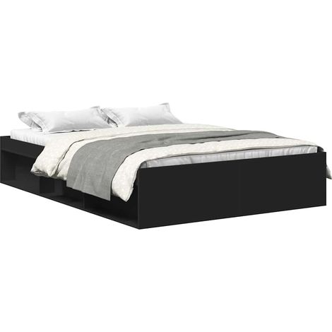 Lit double  Lit adulte  Cadre de lit sans matelas noir 160x200 cm (1/5)