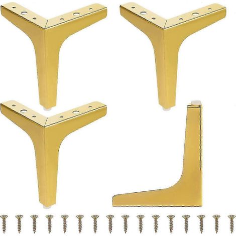 Pieds de meuble réglables en métal, ensemble de 4 pièces, pieds triangulaires de 15 cm (6 pouces), adaptés au remplacement DIY des pieds d'armoire, de placard et de canapé. (1/5)