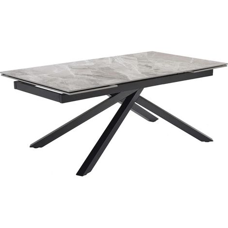 Table extensible 180/260 cm céramique marbré laqué pied torsadé - DAKOTA 05 (1/5)