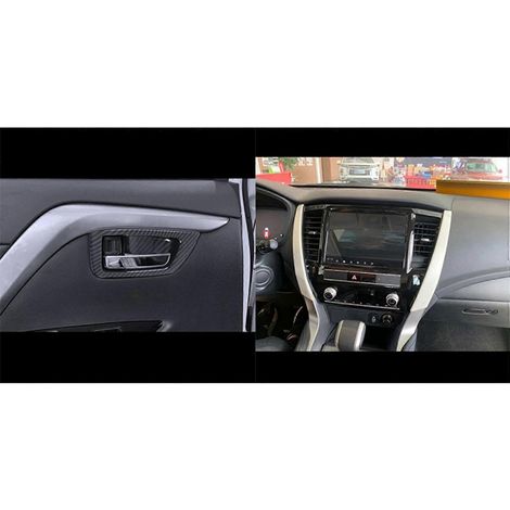 Ensemble de 4 protections pour poignées de portières de voiture avec bande décorative et ensemble de 4 protections pour pommeau de levier de vitesse avec bande décorative (1/4)