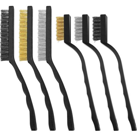 6 Pièces Brosses Métalliques pour Enlever Rouille, Brosses en Fil de Nylon et de Cuivre, Brosses de Nettoyage de Peinture pour Soudure Contre Scories et Rouille - 7/9 Pouces (1/5)