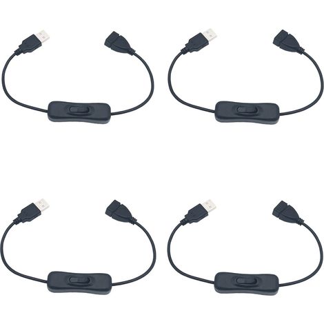 Interrupteur USB, 4 pcs 30 cm USB Câble d'extension avec Interrupteur on/Off, compatible pour enregistreur de conduite, lampe de burea, bande LED (1/5)