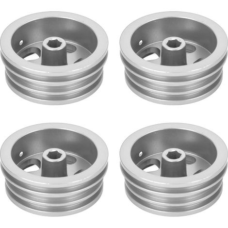 Jeu de Roues de Voiture RC en Alliage d'aluminium – 4 Jantes de Moyeu Usinées CNC avec Vis pour Voitures sur Chenilles MN82 et LC79 – Roues de Remplacement Légères et Robustes avec (Silver) (1/5)