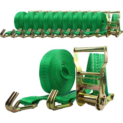 10x Profi Ratschen Spanngurt Spanngurte Zurrgurt 2-tlg 6m 2t 2to 2000 kg TÜV/GS GRÜN (1/4)