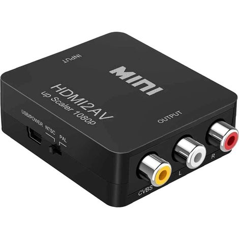 Adaptateur convertisseur vidéo composite HDMI vers RCA, 1080P HDMI vers AV 3RCA CVBS, compatible PAL/NTSC pour Fire TV Stick (1/5)