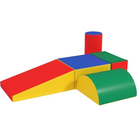 5-teiliges weiches Kinderschaum-Baustein-Set aus Kunstleder und EPE-Schaum, bunt (1/4)