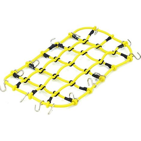 RC Cargo Net Roof Rack Accessories Elastic Storage Net with Hook for 1/10 RC Car RC Crawler Monster Trucks Compatible with D90 SCX10 90046 TRX-4 - Yellow (1/5)