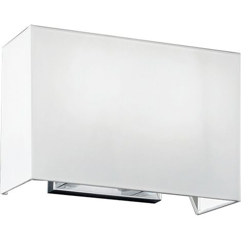 Para Hotel Applique 2 luci cromo spazzolato paralume tessuto bianco attacco E27 (1/2)