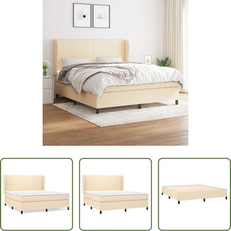 Matratze - Boxspringbett mit Matratze Creme 160x200 cm Stoff (1/5)