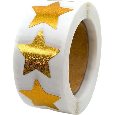 Autocollants Étoile Or Ruban Adhésif Pailleté Autocollant,Rouleau de Stickers pour Pour Salle De Classe École Récompense Enseignants Élèves Parents Livre Tasse Fournitures Décoration (1/5)