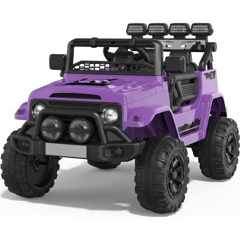 Voiture électrique tout-terrain 12 V pour enfants, télécommande 2,4 GHz, double moteur, suspension 4 roues, démarrage progressif, phares LED, musique et connexion sans fil, vitesse de 3 à 5 km/h, 3 à (1/5)