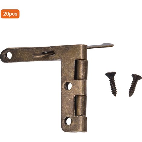 Set de 20 charnières à ressort en fer, angle support 33x30mm, quincaillerie de meuble bronze cyan. (1/5)