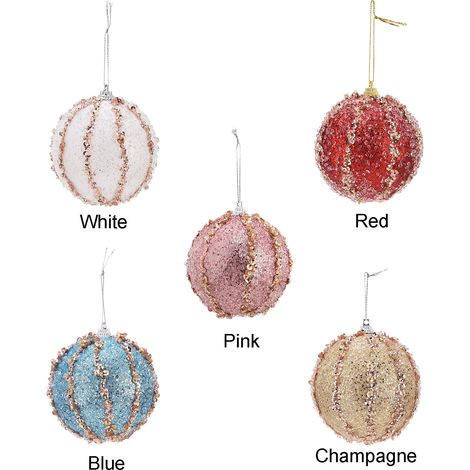 Lot De 6 Boules De Sapin De Noel Roses, Decorations Fete D'automne Et De Noel Pour Maison (1/5)