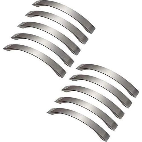 Lot de 10 poignee de meuble cuisine - chromées- Poignées de porte Nickel Brossé poignee de cuisine poignée cuisine inox entraxe 128mm (1/5)