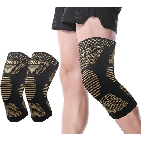 Lot de 2 genouillères en cuivre unisexes, protections sport taille M (1/4)
