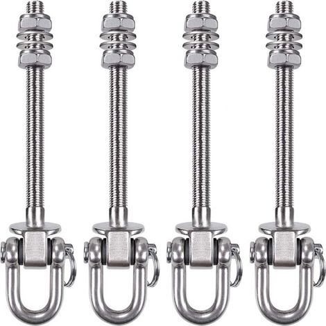 Crochet Pivotant - Acier Inoxydable 304 - Pour Hamac Balançoire Porche - Charge Max 350 kg - Lot de 4