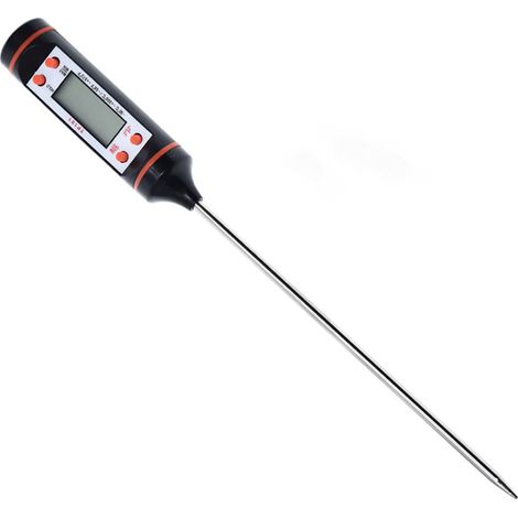Thermomètre électronique de cuisine pour grill, huile, lait et barbecue, sonde inox, noir, 1 pièce (1/5)