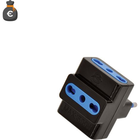 Adaptateur triple Alcapower 16A prise 3 broches fiche italienne 16A 250V noir - Fiabilité sécurité maximales installation électrique performante 148ct (1/2)