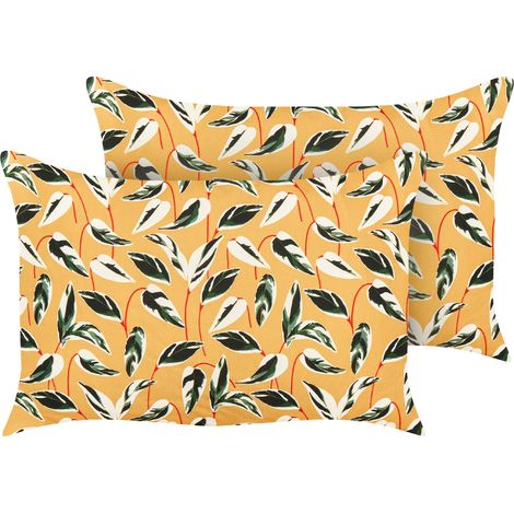 Conjunto de 2 cojines de jardín almohada de exterior 40 x 60 cm poliéster motivo hojas multicolor Taggia
