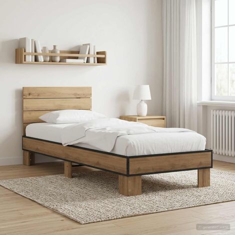 vidaXL Struttura letto con testata Rovere Artigianale 80 x 200 cm (1/5)