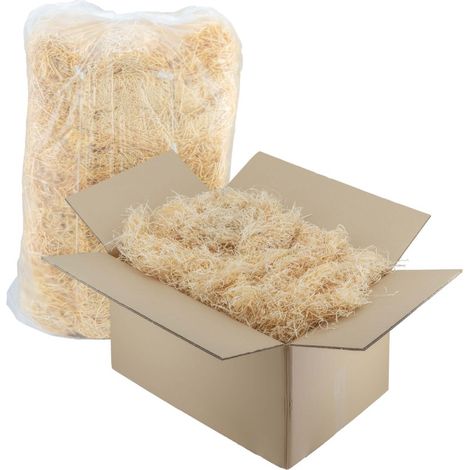 IMBALLAGGI 2000 - Trucioli per Imballaggi, Paglia per Cesti natalizi e per Confezioni Regalo in legno naturale - Scatola da 10 kg - Paglietta decorativa per pacchi
