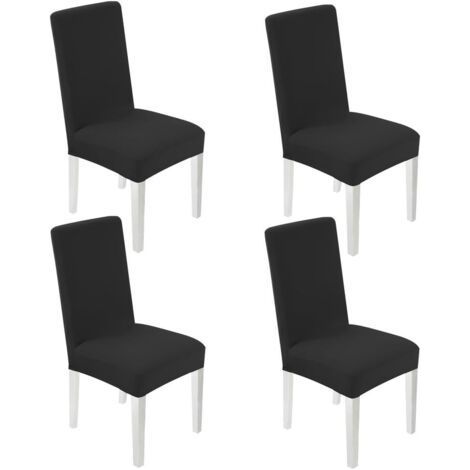 4 x Universal Chair Cover Stretch and Washable Dining Chair Covers with Elastic Band(Black) (1/4)
