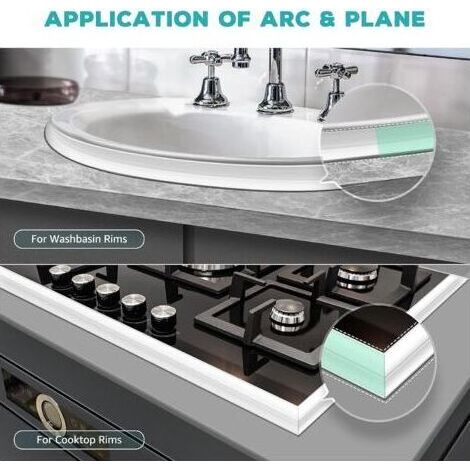 Joint Silicone Blanc Salle de Bain, Joint Salle de Baignoire, Ruban D'étanchéité, Anti-Moisissure et Imperméable, Ruban Adhésif doux Adapté à la Cuisine, les Toilettes, 3.8cm3.2M le Coin (1/5)