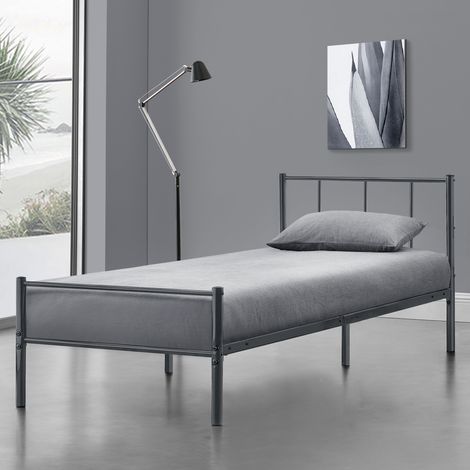 Metallbett Laos 90x200 cm Dunkelgrau en.casa