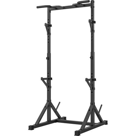 Lot porte-haltères 2 niveaux, support de poids en acier, rangement de barres, capacité jusqu'à 200 kg, support squat. (1/5)