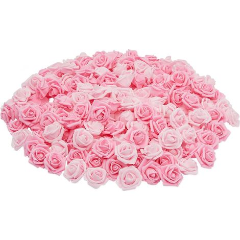 Fiori Artificiali Rose Teste Decorative 200 Pezzi Rosa 5.1 cm (1/5)