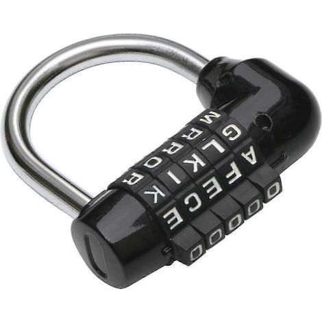Cadenas à combinaison 5 lettres noir - Cadenas à combinaison - Antivol pour vélo, ordinateur portable ou sac à dos - Idéal pour les escape games (1/5)