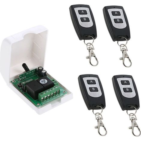 Contrôleur de moteur DC 12V DC, Commutateur de télécommande sans fil RF 433Mhz Récepteur de relais avec 4 émetteurs, pour la rotation avant et arrière des moteurs, porte de porte, volet roulant (1/4)