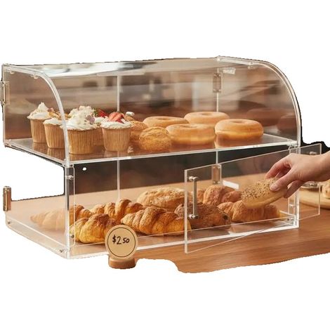 Vitrina para pastelería, diseño multinivel, bisagras resistentes, transparente (1/2)