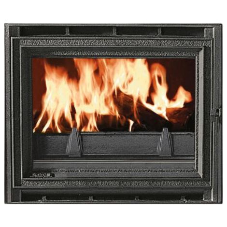 Supra – Insert à bois canalisable et ventilé 9.5 kW – Foyer en fonte – Évacuation supérieure – Pour 90 à 190 m² – Vitre propre et double combustion