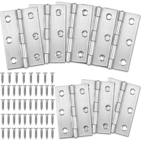 8PCS Charniere Porte en Inox, Charniere Invisible Porte Placard Piano 75 mm × 50 mm, Charnière Invisible, Charnières Pliantes de Quincaillerie de Meubles de Maison (1/5)