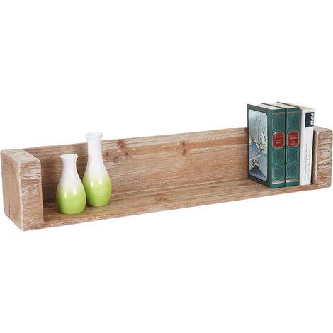 Étagère Murale HWC-A15, Étagère de Suspension, Sapin Massif Rustique - 80cm