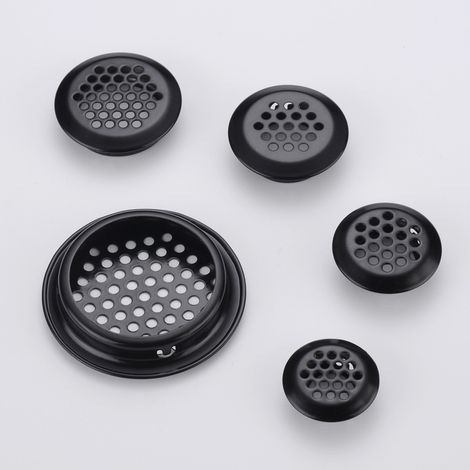 Grille de ventilation ronde en acier inoxydable, 10 pièces, noire
