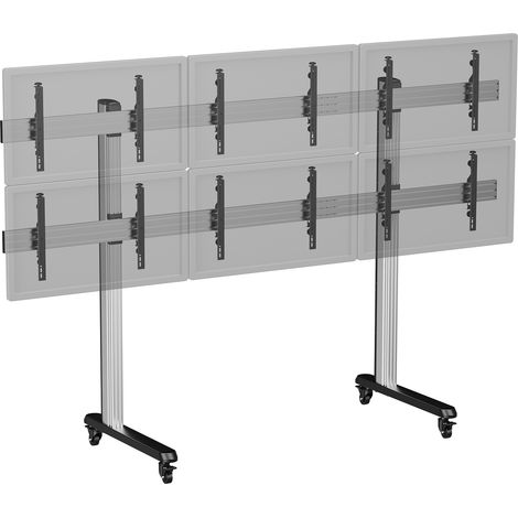 Support TV sur pieds - 6 écrans 45''-50'' - Hauteur 180 cm - A roulettes (1/3)