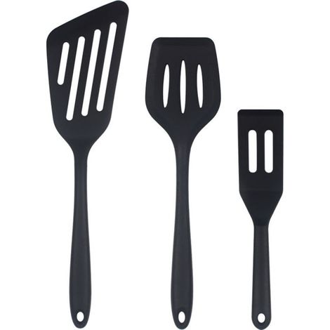 Lot de 3 spatules en silicone, spatule de cuisine, spatule à poisson ajourée pour œufs, crêpes, omelettes (1/4)