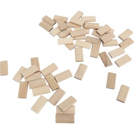 Lot de 50 bouchons domino en hêtre massif, cheville de jonction pour menuiserie, assemblage de meubles et bricolage créatif. (1/5)