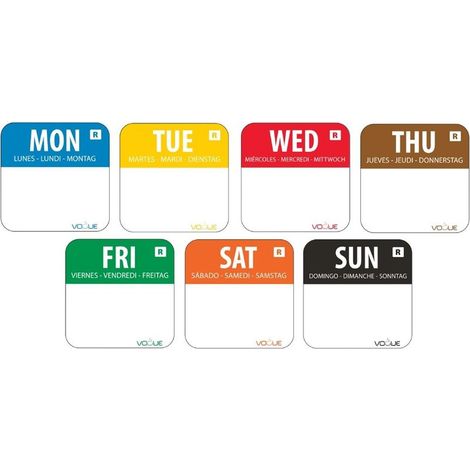Ensemble d étiquettes codes couleurs jour de la semaine 24mm (Lot de 7000) - VOGUE (1/5)