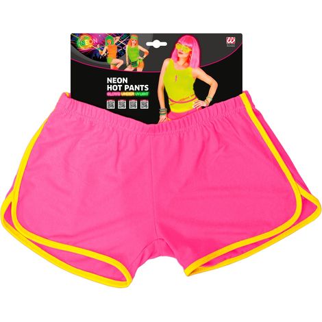 Pantaloncini corti rosa neon stile anni '80 discoteca (1/5)