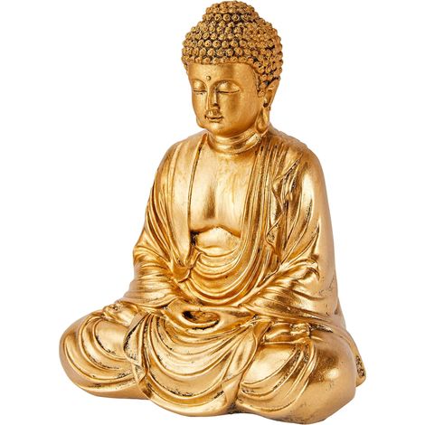 Zen'Light - Statua di Buddha dorata, in resina, 16 x 10 x 20 cm (1/4)