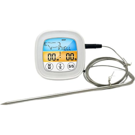 Thermomètre de cuisson électronique avec minuteur, écran tactile couleur, alarme de viande-AquaForge (1/5)