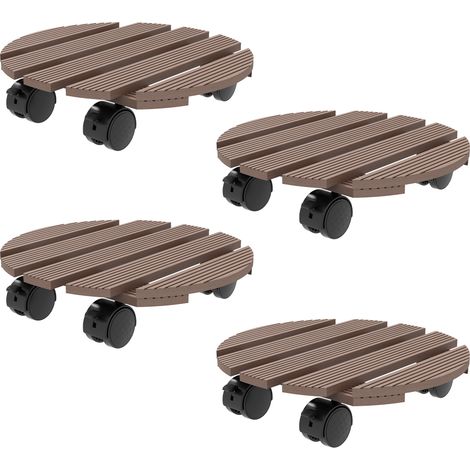 Lot 4 socles ronds Ø30 cm pour plantes, porte-plantes sur roulettes, intérieur et extérieur (1/5)