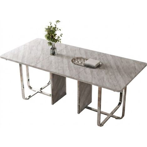 ELVMI Esstisch für 6 bis 8 Personen mit MDF Tischplatte und Metallbeinen Grau 180×80 cm (1/5)