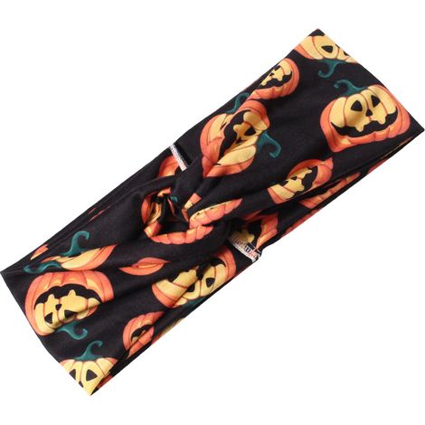 Headband Halloween - Citrouille Imprimée - Élastique Respirant - Pour Fête Costumée ou Activité Sportive - 1 Pièce (1/5)