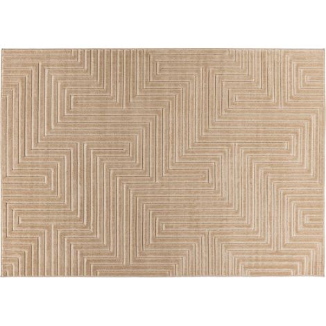 Rio - tapis rectangulaire motif graphique - intérieur et extérieur - beige (1/5)