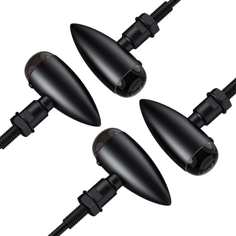 indicatori di direzione a LED per moto, indicatori di direzione per moto d'epoca, 12 LED, impermeabili, 12 V, universali, foro da 10 mm per moto, scooter, cruiser, quad, fuoristrada - neri (1/5)
